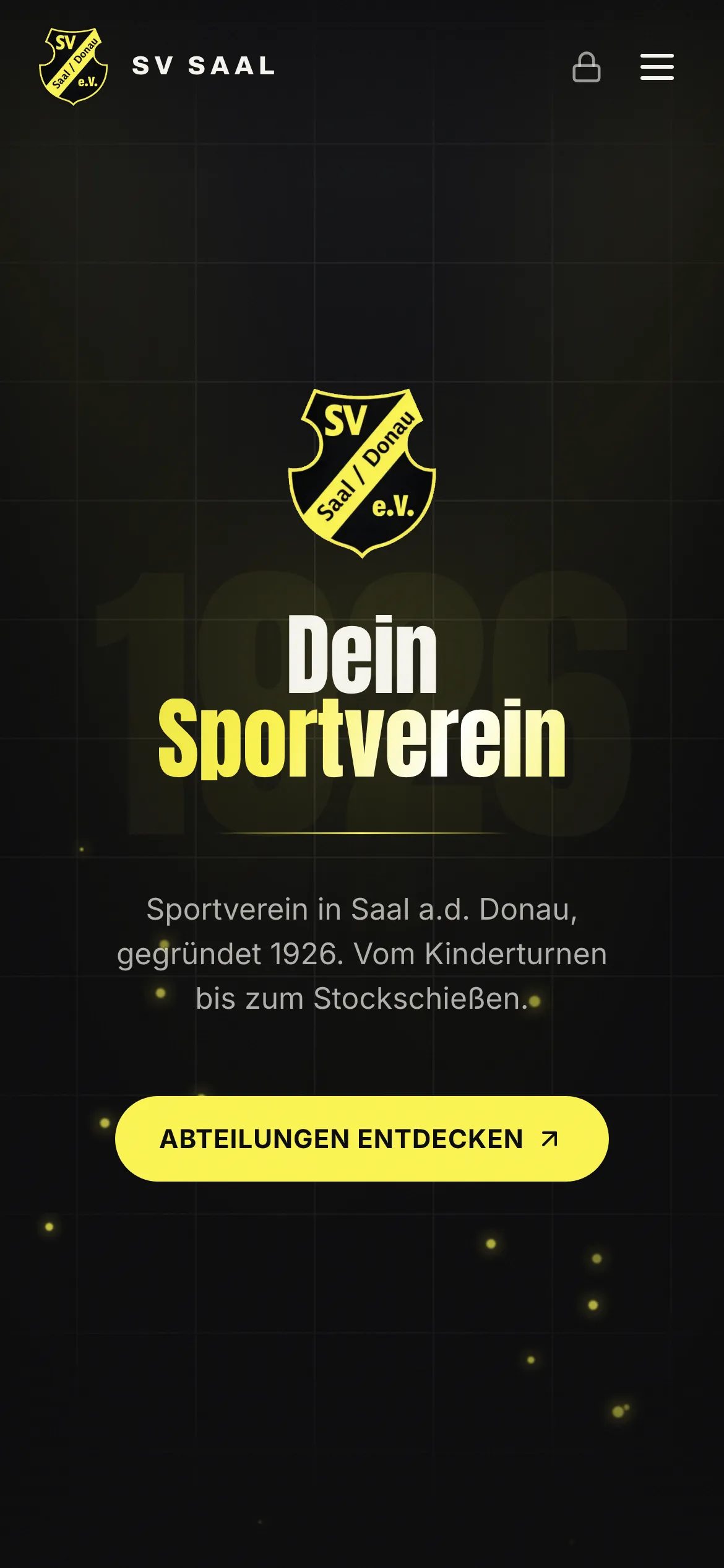 Dieselbe Startseite des SV Saal auf dem Smartphone, vollständig lesbar ohne Zoomen.